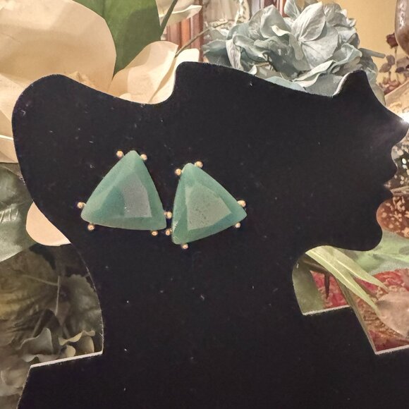 Turquoise Triangle Stud Earrings - Picture 1 of 3
